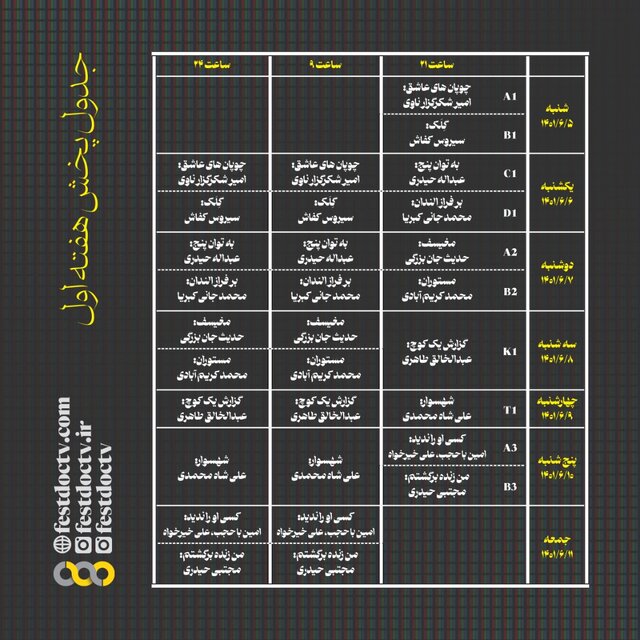 جدول پخش مستندهای جشنواره تلویزیونی مشخص شد