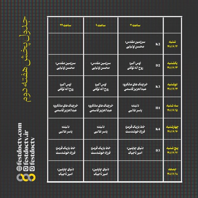 جدول پخش مستندهای جشنواره تلویزیونی مشخص شد