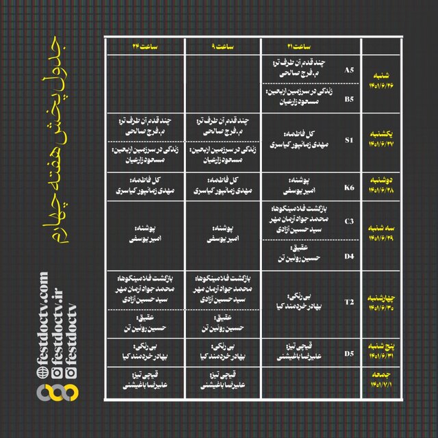 جدول پخش مستندهای جشنواره تلویزیونی مشخص شد