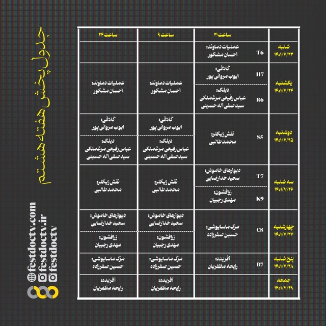 جدول پخش مستندهای جشنواره تلویزیونی مشخص شد