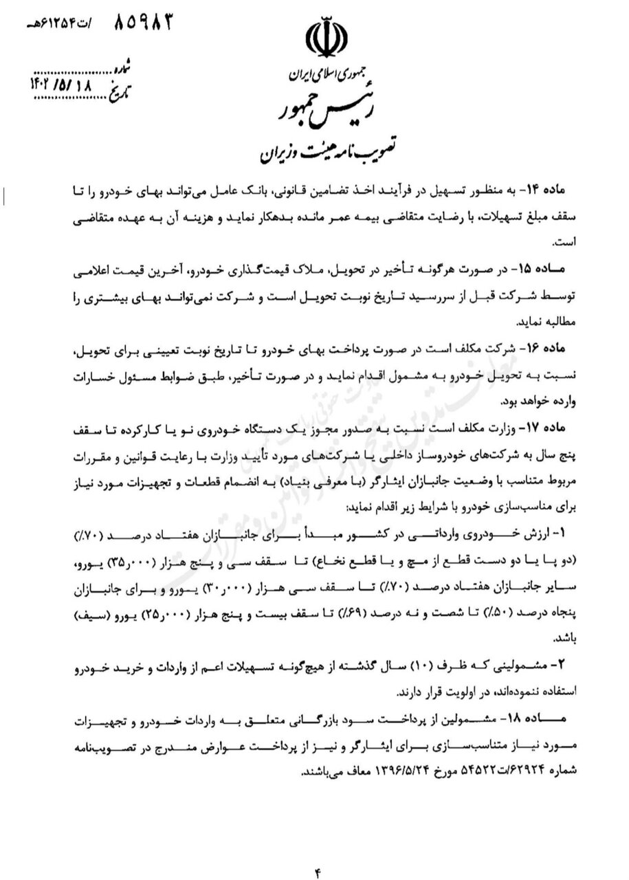 آیین‌نامه واردات خودروی جانبازان ابلاغ شد+ جزئیات