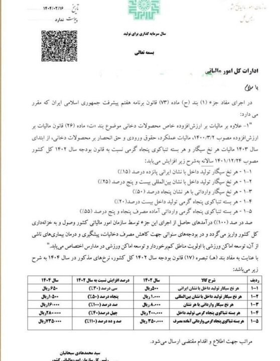 افزایش ٣٠ تا ١١٠ درصدی مالیات انواع سیگار 